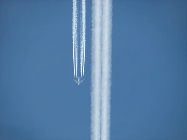 Air route, plane in the sky