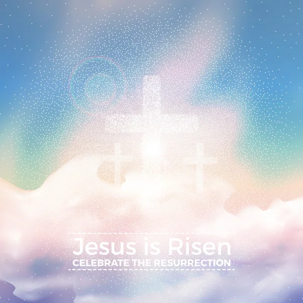 Jesus is risen, vector Easter illustration with transparency and gradient mesh.