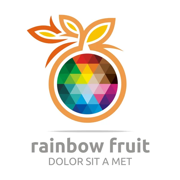 Logo rainbow fruit orange food nutrition symbol vector