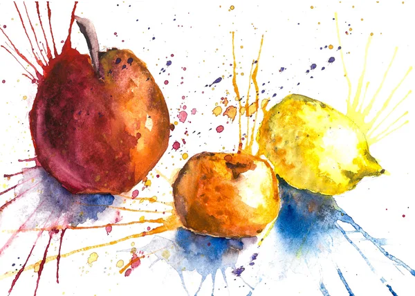 Bright watercolor fruits