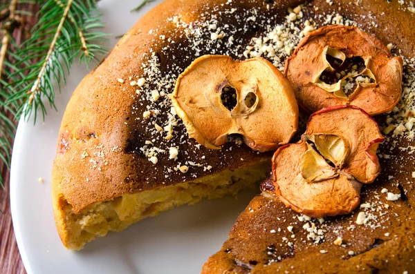 Apple cake with dry fruits, Christmas decoration