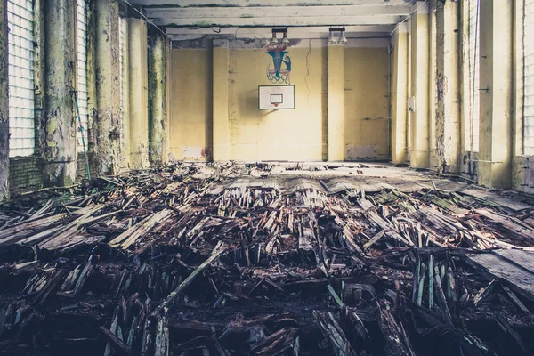 Old basketball sports hall , abandoned school