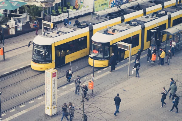 People at train tram station at Alexanderplatz in berlin,