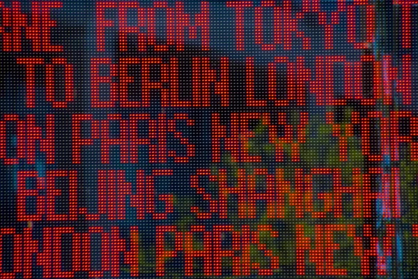 Big city names on led light board