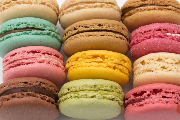 Colored macarons. stacked macaroons.