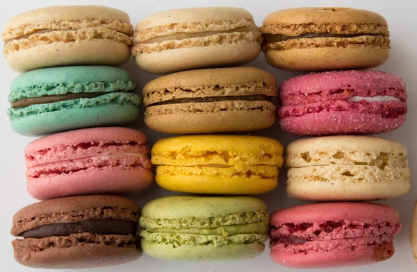 Colored macarons. stacked macaroons.