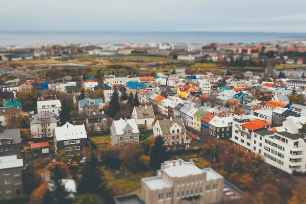 Rejkavik Aerial view. Tilt Shift