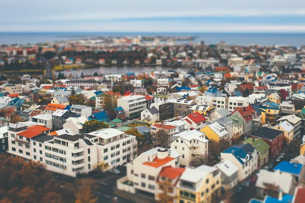 Rejkavik Aerial view. Tilt Shift