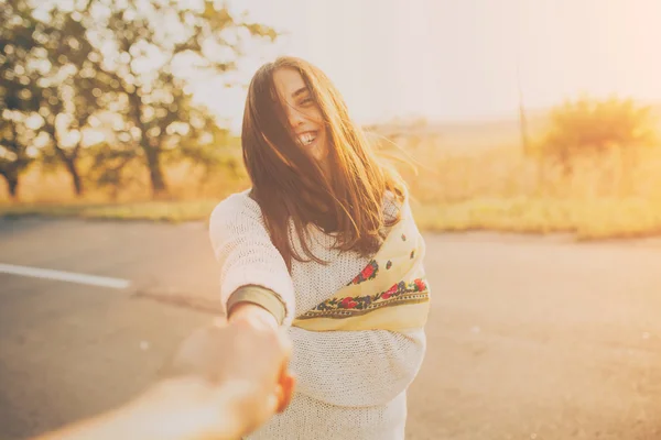 First person smiling girl.