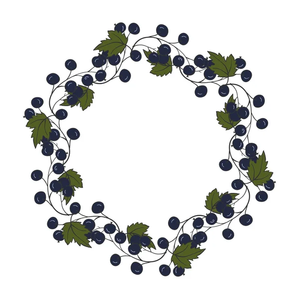 Round wreath  with blackcurrant berry. Round frame.