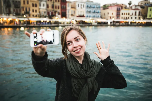 Female travel selfie in Venice