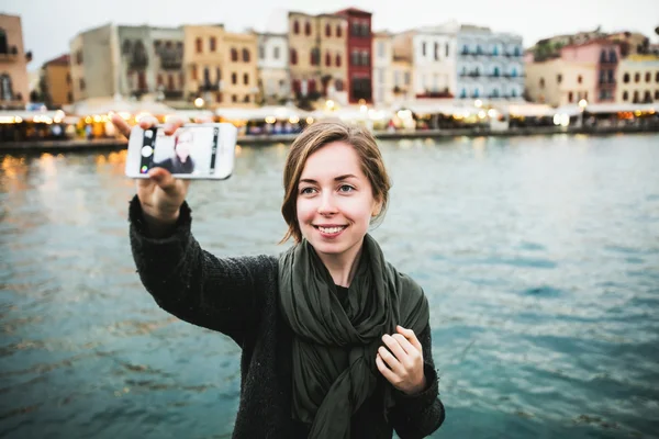 Female travel selfie in Venice