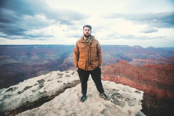 Bearded man student at Grand Canyon
