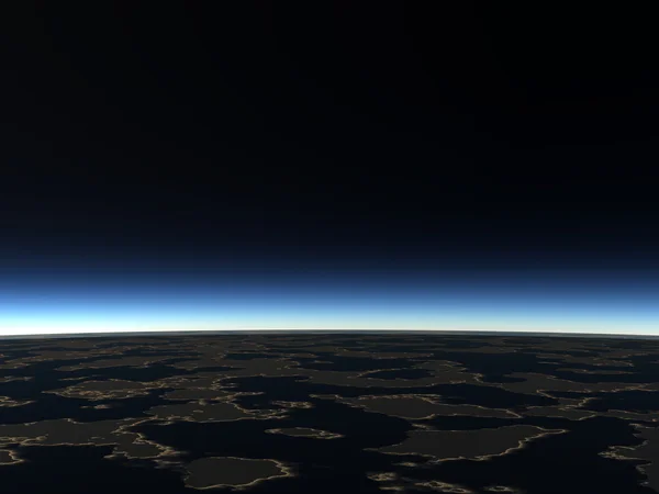 Mystical view of the dark planet from space