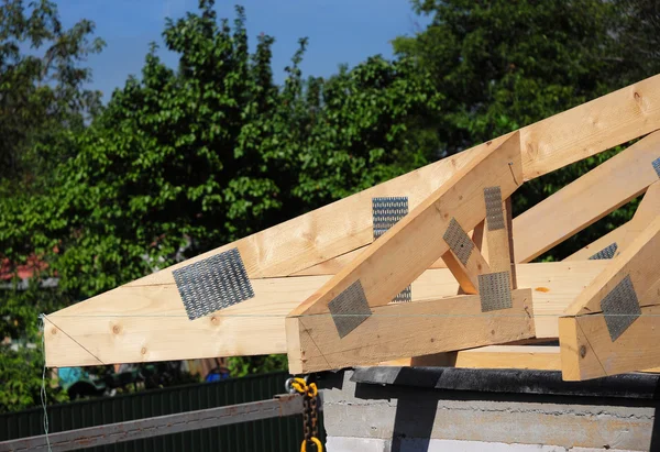 Close up on Corner Roofing Construction.