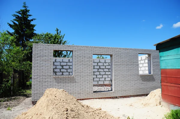 Building New House from Autoclaved Aerated Concrete Blocks. House Construction Site.