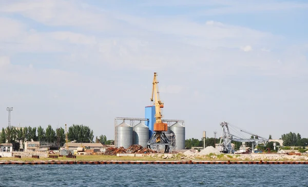 Grain warehouse seaport, Skadovsk, Ukraine. Port grain elevator