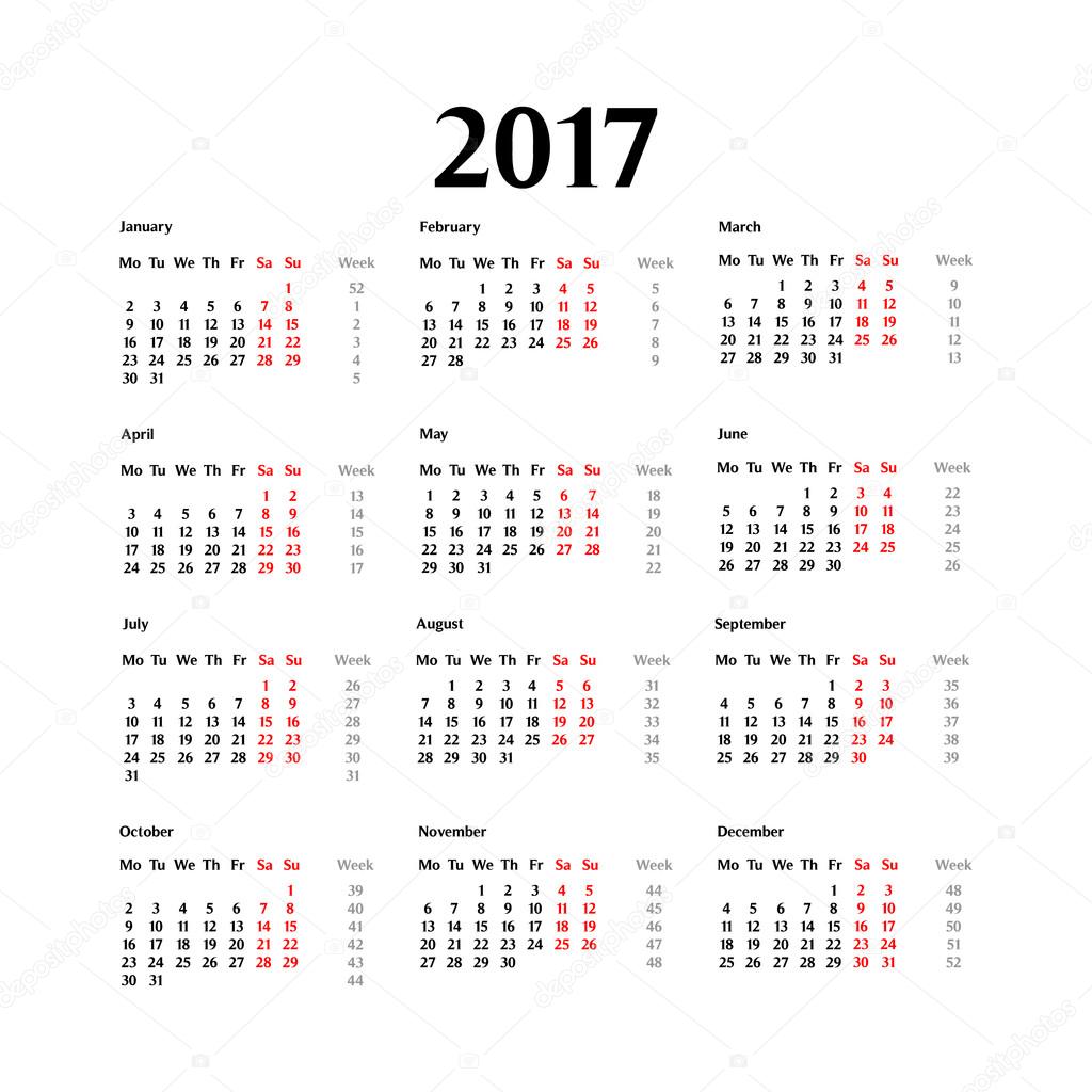 simple calendar template plantilla de calendario 2017 vector de stock 169 edera77 simple calendar template plantilla de calendario 2017 vector de stock 169 edera77