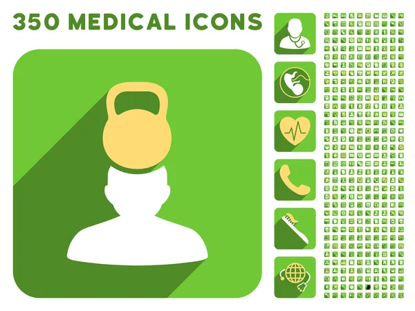 Patient Stress Icon and Medical Longshadow Icon Set
