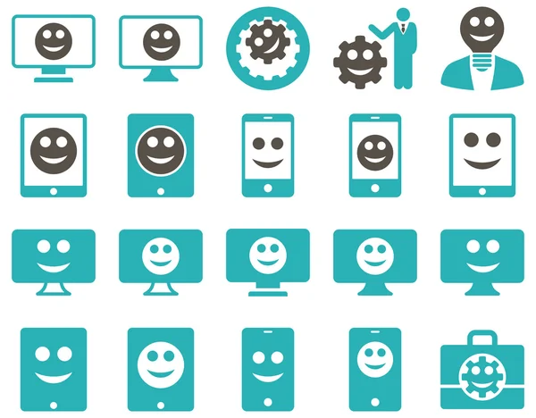 Tools, options, smiles, displays, devices icons