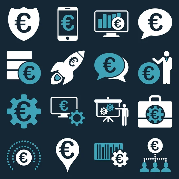 Euro banking business and service tools icons