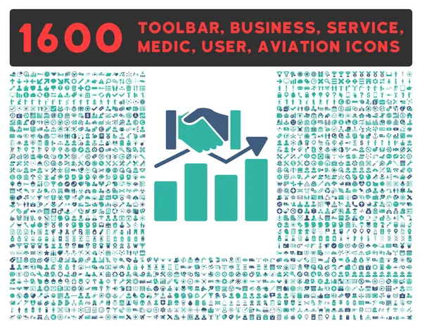 Acquisition Graph Icon with Large Pictogram Collection