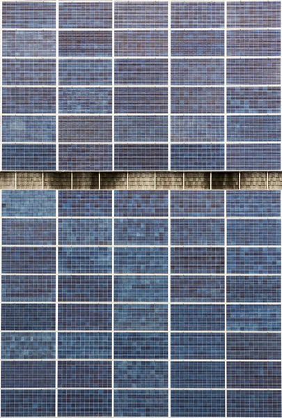 Bird\'s eye view of solar panels on a rooftop of a building