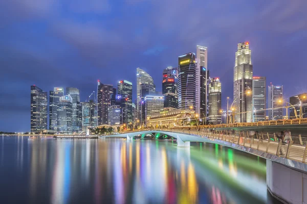 Singapore, Singapore - July 16, 2016: Night skyline of Singapore Central Business District