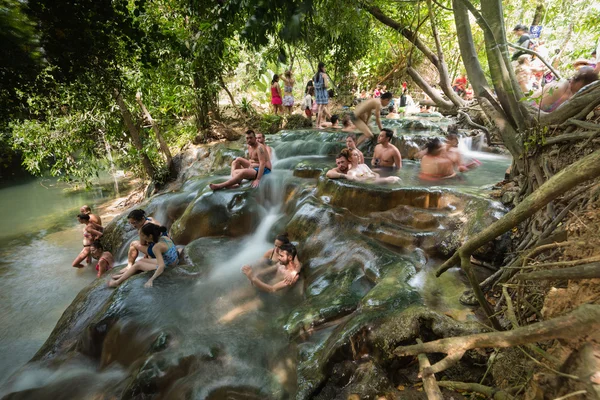 Hot mineral waterfall at Krabi Thailand