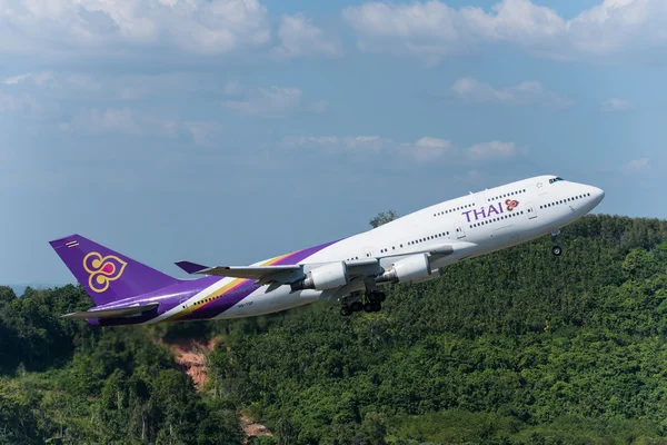 Thai airways airplane take off  at phuket