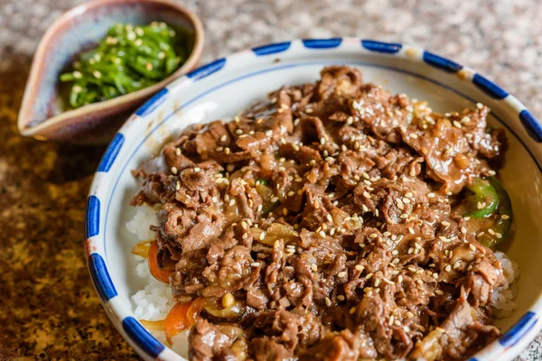 Japanese stewed beef on rice