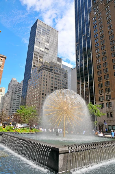 A fountain in the shape of a dandelion in Upper Manhattan, New York