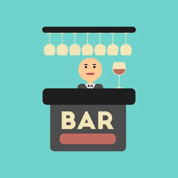 Flat icon on stylish background icon bar bartender
