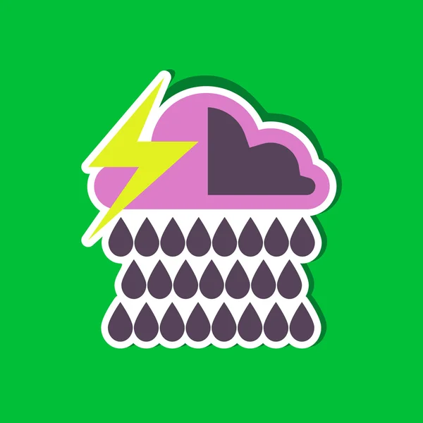 Paper sticker on stylish background of thunderstorm rain cloud