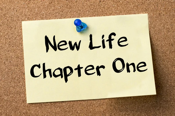 New Life Chapter One - adhesive label pinned on bulletin board