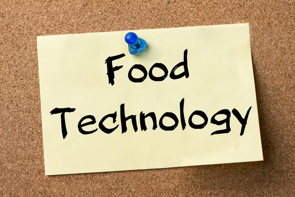 Food technology - adhesive label pinned on bulletin board