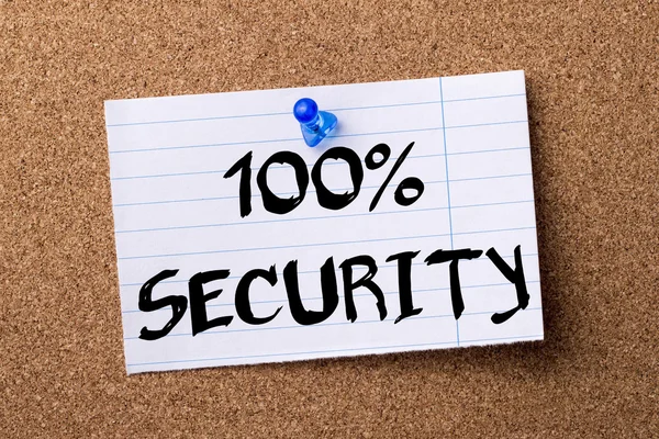 100% SECURITY - teared note paper pinned on bulletin board