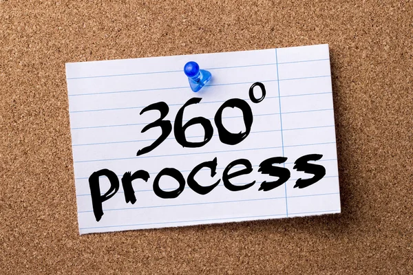 360 degree process - teared note paper pinned on bulletin board