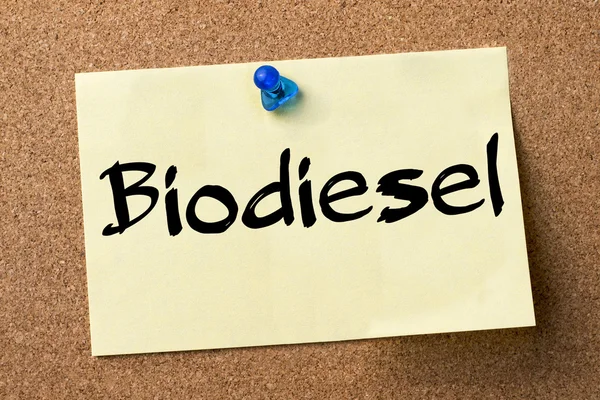 Biodiesel - adhesive label pinned on bulletin board