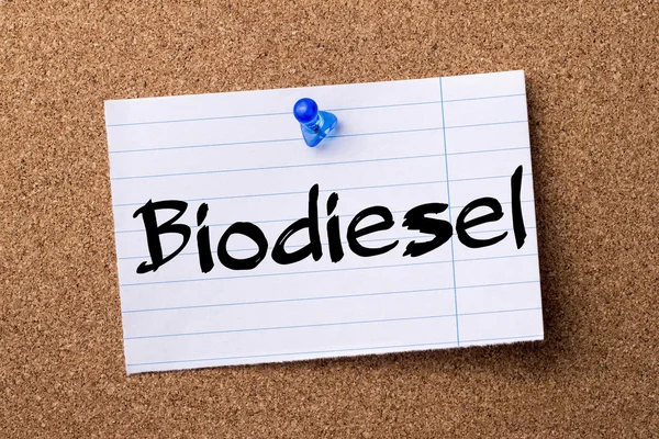 Biodiesel - teared note paper pinned on bulletin board
