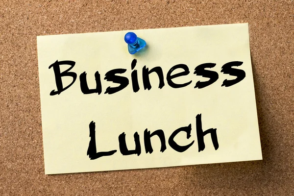 Business Lunch - adhesive label pinned on bulletin board