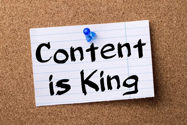 Content is King - teared note paper pinned on bulletin board