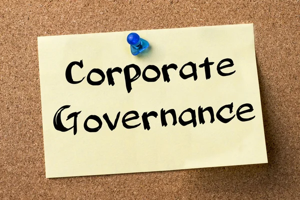 Corporate Governance - adhesive label pinned on bulletin board