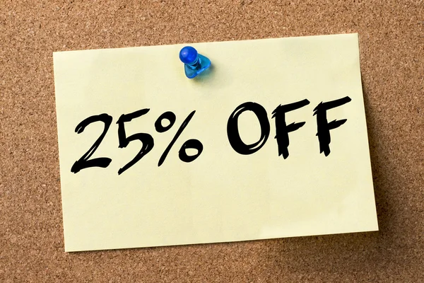 25 percent OFF - adhesive label pinned on bulletin board