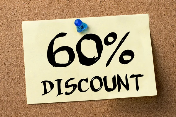 60 percent DISCOUNT - adhesive label pinned on bulletin board