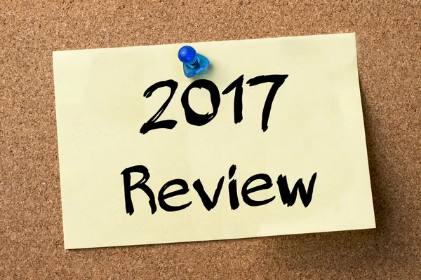 2017 Review - adhesive label pinned on bulletin board