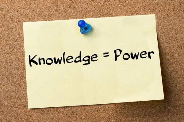 Knowledge equal Power - adhesive label pinned on bulletin board