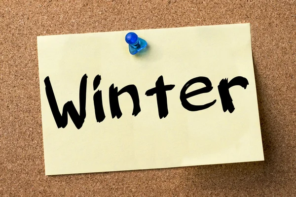Winter - adhesive label pinned on bulletin board