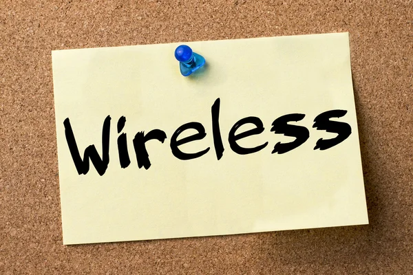Wireless - adhesive label pinned on bulletin board