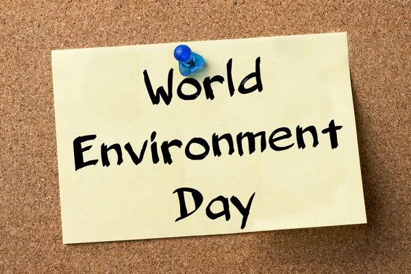 World Environment Day - adhesive label pinned on bulletin board